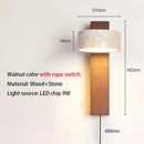 LED Wall Lamp Wooden Stone Lighting Fixture Wabi Sabi Style Bedroom Beside Light Ljojo