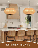 Ljojo 5-Light Rattan Chandelier for Kitchen Bedroom Living Room.