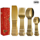 Ljojo 24-Piece Stainless Steel Tableware Set for Family Hotel Party Christmas Gift