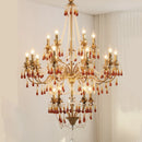 French Red Crystal Chandelier Pendant Light by Ljojo - Luxury Copper E14 LED Hanging Lamp