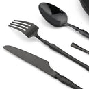 Ljojo 24-Piece Stainless Steel Cutlery Set: Black Silverware Flatware Fork Knife Spoon