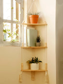 Ljojo™ Triangle Wooden Wall Shelves 1/2/3-Tier Boho Rustic Home Decor
