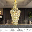 K9 Crystal Chandelier for Villa Staircase - Luxurious Rotating Gold Ceiling Lamp by Ljojo