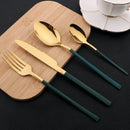 Ljojo 24-Piece Stainless Steel Gold Dinnerware Set with Cutlery & Utensils