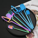 Ljojo 24Pcs Stainless Steel Flatware Set: Matte Knife Fork Spoon Teaspoon for Dining & Kitchen
