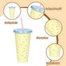 Ljojo 24oz Bow Plastic Water Cup with Straw Lid - Portable Drinkware for Sports, Camping, Party