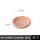 Ljojo Lotus Leaf Insulation Plate, Ceramic Lace Salad Plate, White Double-layer Ceramic Tableware