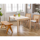 Ljojo™ Farmhouse Rattan Bench With Footrest - Wood Cane Seat