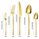 Ljojo 30-Piece Stainless Steel Tableware Set with Golden Waist Design