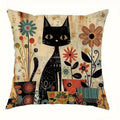 Colorful Cats & Flowers Printed Pillow Covers by Ljojo - Sofa, Bedroom, Car Pillow Cover