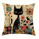 Colorful Cats & Flowers Printed Pillow Covers by Ljojo - Sofa, Bedroom, Car Pillow Cover