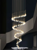 Ljojo Luxury Crystal LED Chandelier, Gold Pendant Light for Staircase and Lobby
