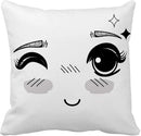 Ljojo Manga Anime Cute Expression Woman Face Pillow Cover 45x45cm Home Decor