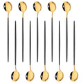 Ljojo Long Handle Mirror Ice Spoon Set - 10Pcs Stainless Steel Flatware & Bar Tools