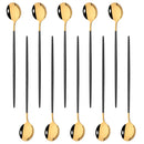 Ljojo Long Handle Mirror Ice Spoon Set - 10Pcs Stainless Steel Flatware & Bar Tools