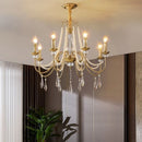 French Crystal Pearl Chandelier Luxe Foyer Pendant Light by Ljojo
