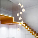 Ljojo Magnolia Chandelier: Luxury Ceramic Duplex Staircase LED Light for Living and Dining Rooms