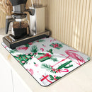 Flamingos Square Dry Mat: Ljojo Absorbent & Anti-slip Cup Drainer