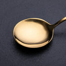 Ljojo 24pcs Gold Stainless Steel Cutlery Set, Mirror Polished Luxury Western Steak Knife Spoon