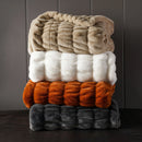 Ljojo Luxe Dual Sided Plush Faux Rabbit Fleece Throw Blanket