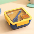 Ljojo 4-Grid Leakproof Bento Lunch Box with Tableware - Portable and Microwave-Safe