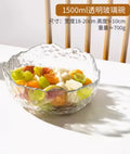 Ljojo 1500ml Glass Bowl for Household, Tableware, Fruit Dessert Plate, Gold-Plated Bowl