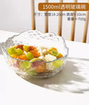 Ljojo 1500ml Glass Bowl for Household, Tableware, Fruit Dessert Plate, Gold-Plated Bowl