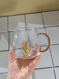 Ljojo 3D Cartoon Animal Glass Cup - Cute Single Layer Cup for Water, Coffee, Juice