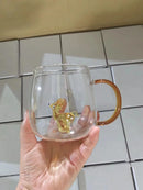 Ljojo 3D Cartoon Animal Glass Cup - Cute Single Layer Cup for Water, Coffee, Juice