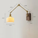 Ljojo Long Arm LED Wall Light with Pull Chain Switch & Walnut Canopy