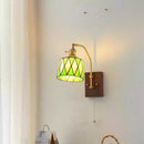 Japanese Retro Wall Lamp Brass Tiffany Shade LED Bedroom Bedside Light Ljojo