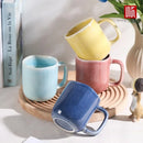 Ljojo 440ml Ceramic Coffee Mug with Handle, Solid Color Irregular Cup Home Breakfast Oat Cup
