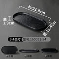 Ljojo Melamine Black Dinner Plate Set - Thick Sushi Pans, Imitation Porcelain Tray
