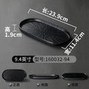 Ljojo Melamine Black Dinner Plate Set - Thick Sushi Pans, Imitation Porcelain Tray
