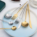 Ljojo 36pc Black Gold Stainless Steel Cutlery Set - Western Tableware Flatware
