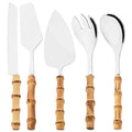 Ljojo 10pcs Bamboo Handle Cutlery Set Stainless Steel Kitchen Tableware