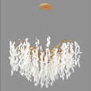 Gold Tree Branch Crystal Chandelier - Elegant White Jade Lampshade - Ljojo