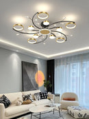Ljojo Luxury Gold Aluminum LED Chandelier with K9 Crystal for Living Room