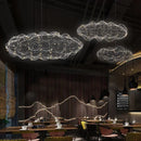 Ljojo Danish Designer Pendant Lights LED Iron Mesh Cloud Chandeliers Industrial Loft Ceiling Lamps