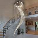 Ljojo Luxury Spiral Crystal Chandelier for Modern Staircase, Living & Dining Room