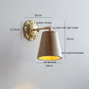 Ljojo LED Wall Sconce Switch Light Walnut Ash Wood Copper Arm Lampara Pared