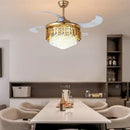 Inch Luxury Crystal Ceiling Fan with Modern LED Chandelier & Remote Control - Ljojo