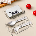 Ljojo 3Pcs Outdoor Folding Stainless Steel Cutlery Set for Camping & Picnic