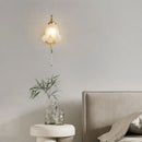 Ljojo Medieval Style Copper Flower Wall Lamp French Retro Glass Bedroom Lighting
