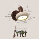 Ljojo LED Wall Sconce Yellow Travertine Pull Chain Switch, Mid Century Modern Style