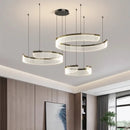 Ljojo Modern Acrylic Led Pendant Light Semicircle Chandelier for Living Room Black Bedroom Decor