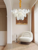 French Milk-white Glass Ceiling Chandelier Gold Lighting by Ljojo – Elegant Bedroom Decor Hanglamp