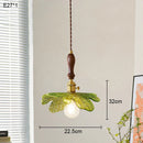 Japanese Retro Glass Green Leaf Chandelier for Bedroom by Ljojo
