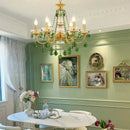 French Retro Copper Green Crystal Chandelier for Living Room Dining Bedroom Study by Ljojo