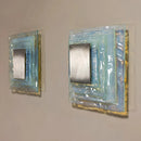 Ljojo Medieval Style Glacier Blue Glass Square Wall Lamp for Living Room and Bedroom